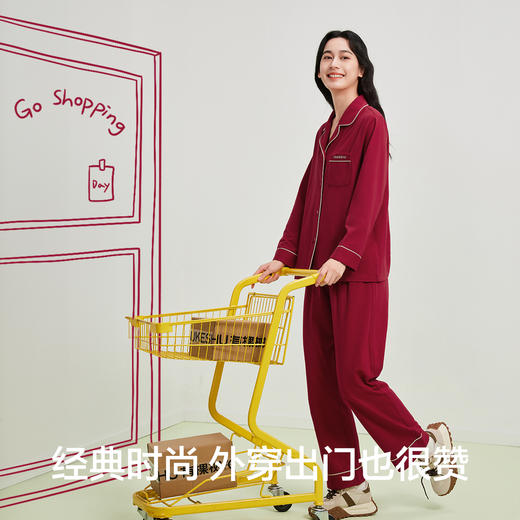 【有棵树】女士长袖开衫家居服女红本命睡衣套装（95%棉 5%氨纶） 商品图5