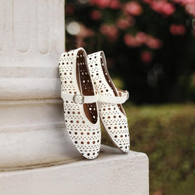 REREJOY 法式镂空浅口玛丽珍鞋圆头一字带芭蕾单鞋