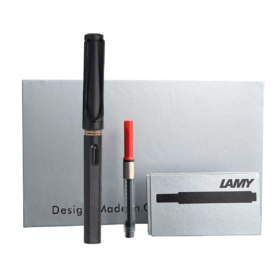 LM40114 凌美狩猎者钢笔+墨水芯吸墨器礼盒套装签名字笔德国进口文具礼物（试用过）亮黑色