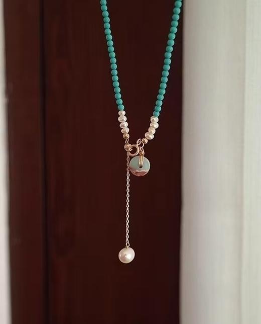 纯天然绿松石巴洛克珍珠帝皇石补木安神时尚项链 商品图8