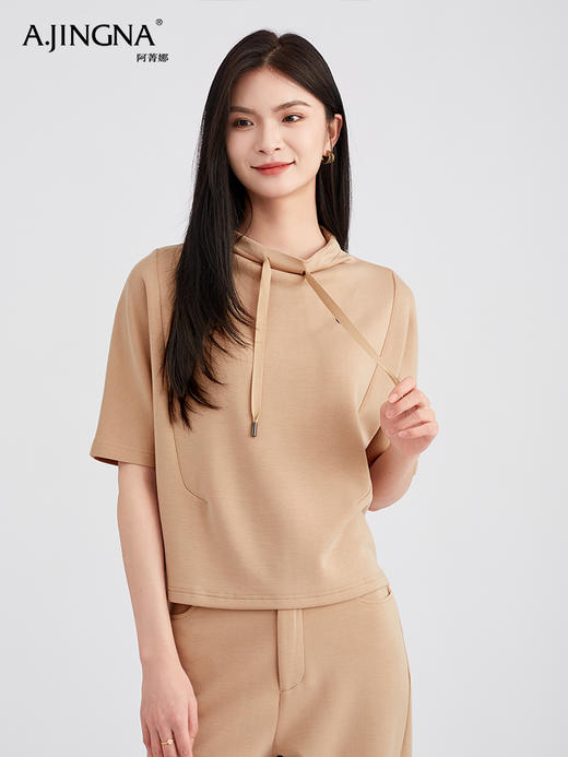 【懒人挚爱】阿菁娜软爆奶油肤醋酸空气层薄款短袖卫衣F30C302023 商品图2