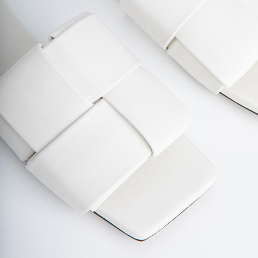 ROMI STUDIO“简约优雅" 手工编织方头一字高跟露趾拖鞋凉鞋 S8005 商品图2