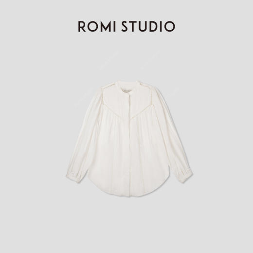 ROMI STUDIO法式复古+宽松圆领拼接镂空衬衣半裙套装T3066/D3140 商品图1