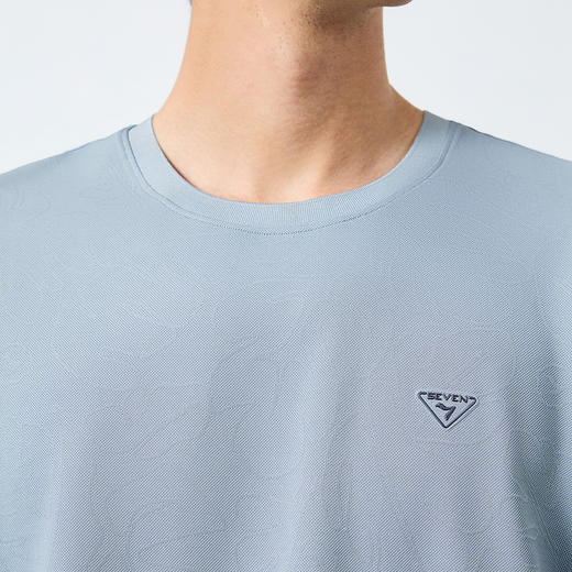 【度假系列】柒牌短袖T恤男士夏季新品提花树叶时尚休闲圆领上衣128T73270 商品图2