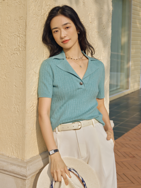 丝棉混纺翻驳领polo毛衫FCF1WST027