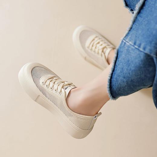 ZHR则则网面小白鞋透气饼干鞋2024夏季新款厚底舒适百搭休闲布鞋 商品图9