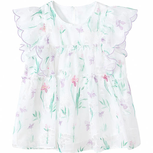 笛莎Deesha 童装女童衬衫2025夏新款女童夏日氛围感花版雪纺衬衫 商品图4