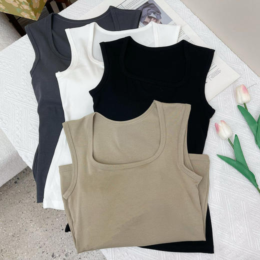 严选 | 青岛即墨自有工厂 带胸垫方领背心MC6061 舒适亲肤 时尚百搭 商品图1