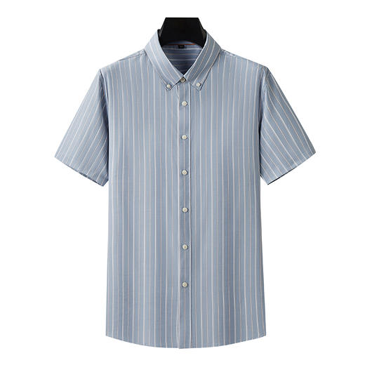【100%棉】【DM】大依优型大码条纹短袖衬衫加肥加大半袖衬衣男夏季薄款胖子休闲宽松上衣 商品图2