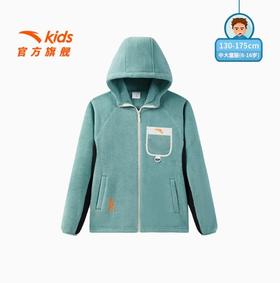 安踏儿童男大童针织连帽运动上衣2025春季款保暖中大童摇粒绒外套352516706