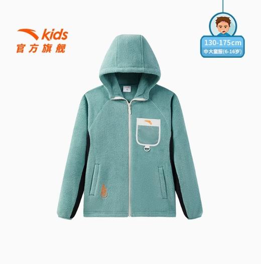 安踏儿童男大童针织连帽运动上衣2025春季款保暖中大童摇粒绒外套352516706 商品图0