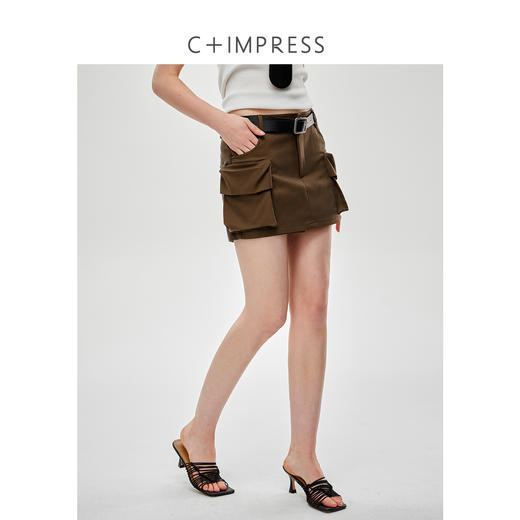C+IMPRESS/西嘉水洗天丝棉 低腰裙裤女2025夏季挺阔工装口袋短裤KZ2502031 商品图1