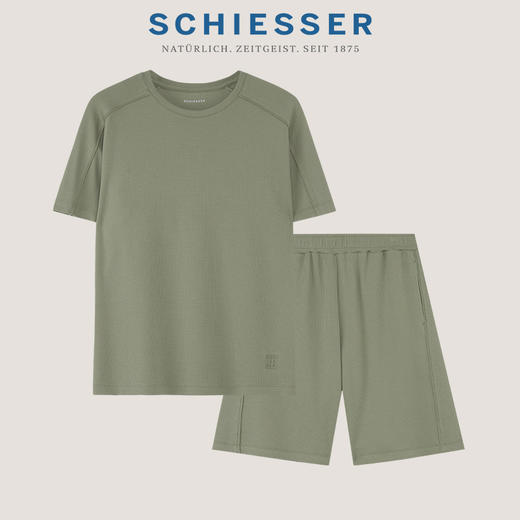 【华夫格棉粘纤】SCHIESSER/德国舒雅男士华夫格棉粘纤混纺宽松家居套装39/24890H 商品图4