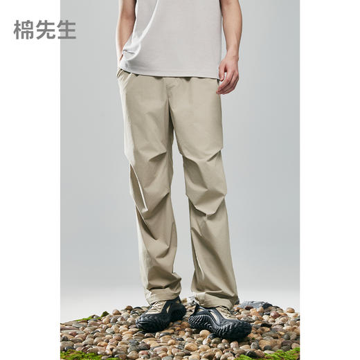 棉仓363818012-锦氨小格子宽松直筒伞兵裤 商品图0