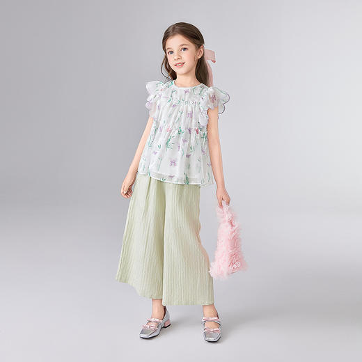 笛莎Deesha 童装女童衬衫2025夏新款女童夏日氛围感花版雪纺衬衫 商品图2