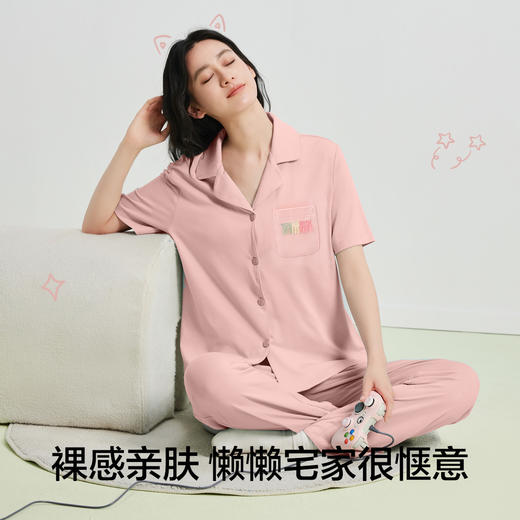 【清仓捡漏】【免穿文胸】【有棵树】【M-2XL】女士夏季短袖开衫家居服套装 商品图4