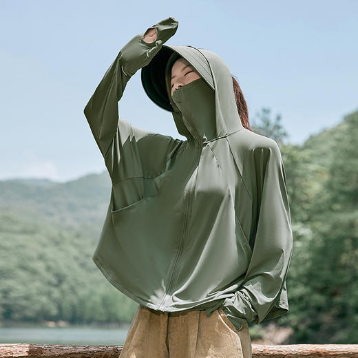 雀说冰丝防晒衣女夏季新款防紫外线户外骑车长袖护手宽松薄防晒服AL2312 商品图9