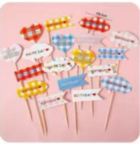 生日蛋糕装饰插牌-乳白色生日快乐1*1个