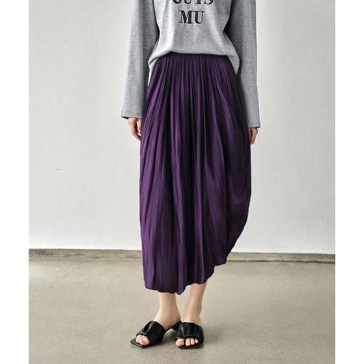 OLrain欧芮儿紫色慵懒大摆半身裙女2025夏季年新款宽松气质中长款 商品图2