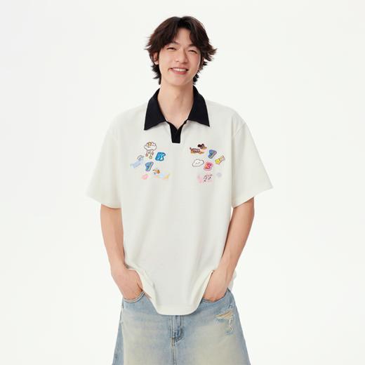 【徐艺洋同款】YKYB黄子韬POLO衫短袖双面透气舒适百搭萌趣刺绣童真凹凸纹理质感上衣Y52NPL028 商品图2