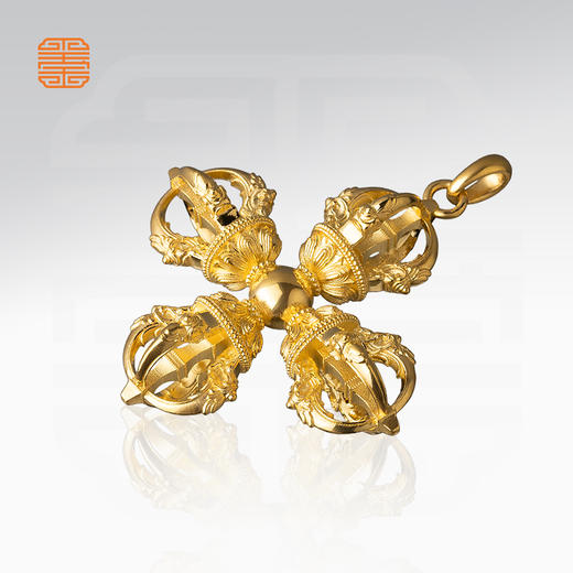 玺匠金铺《足金古法十字金刚杵》足金9999黄金吊坠 吉祥饰品挂件 商品图3