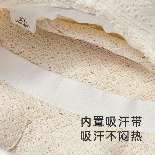 【商场同款】英氏儿童帽子复古蕾丝边女宝圆帽春夏遮阳渔夫帽 商品图3