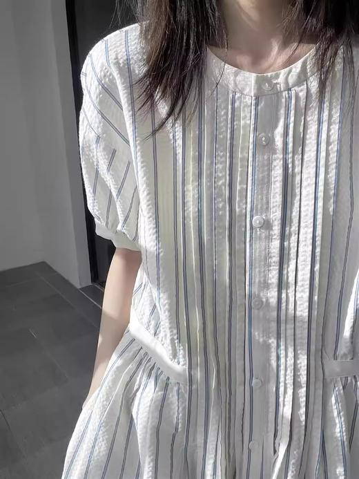 裁缝学苑AS464棉麻亚麻泡泡袖连衣裙纸样女装新款法式排扣衬衫裙子样板 商品图3