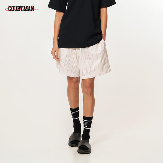 COURTMAN野球帝美式运动短裤复古条纹篮球透气训练裤男女休闲宽松 商品图2
