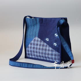 拼布斜挎方包 蓝染扎染土布拼接