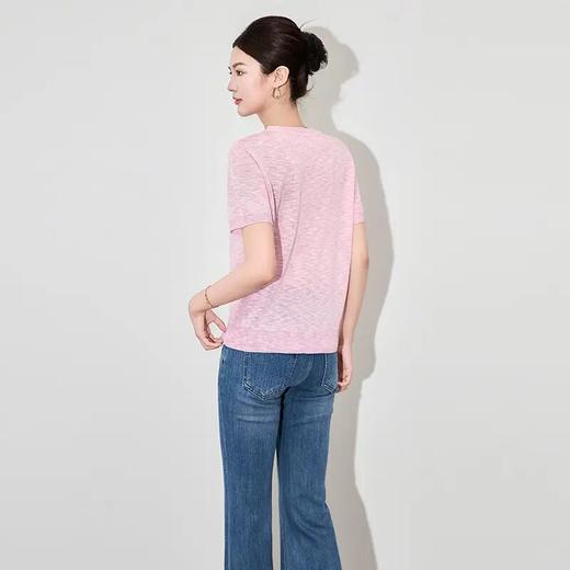 【高货wl】全新升级【铂金会员165/天猫219/差价54】(03052) 洛诗琳时髦简约上衣夏季天丝亚麻蝴蝶珠片绣花针织上衣 商品图1