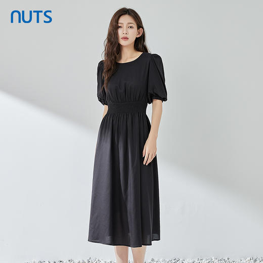 NUTS夏季新品时尚优雅气质圆领收腰显瘦短袖连衣裙323101003B 商品图2