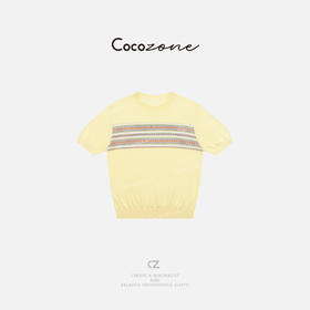 COCO ZONE 刘一一 【莱赛尔麻混纺】拼色圆领毛针织衫CD1A0664