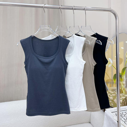 严选 | 青岛即墨自有工厂 带胸垫方领背心MC6061 舒适亲肤 时尚百搭 商品图0