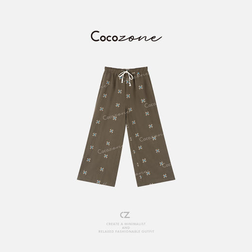 COCO ZONE 刘一一 【莱赛尔麻混纺】通勤刺绣阔腿休闲裤CD2A0772 商品图0