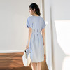 【严选】诗凡黎法式泡泡袖圆领连衣裙2025夏新款收腰A字系带设计感中长裙7G4390151 商品缩略图4