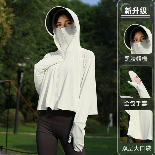 雀说新款黑胶帽檐户外防紫外线冰丝罩衫骑车薄防晒服AL2312-20 商品图6