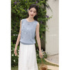 鹿向南「蝶梦蓝裳」法式优雅圆领无袖蓝色女针织衫背心2025夏新款 商品缩略图3