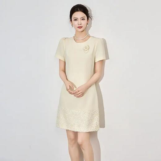 【高货wl】全新升级【铂金会员321/天猫429/差价108】(03544) 洛诗琳2025夏季新款法式优雅立体盘花网纱雅致连衣裙 商品图0