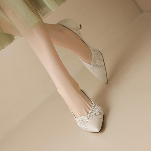 【预售5天】春秋羊反绒低跟鞋女气质浅口尖头细跟配裙子单鞋YS&0216 商品图3