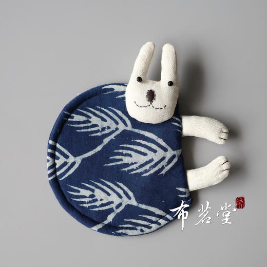 手工印染小猫小兔杯垫 手工染色植物蓝染纯棉材质 商品图6