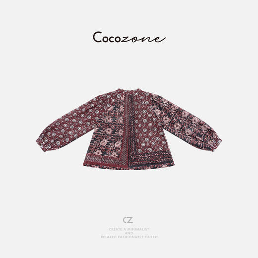 COCO ZONE 刘一一【100麻】春季复古拼色女式印花衬衫CD2A0732 商品图1