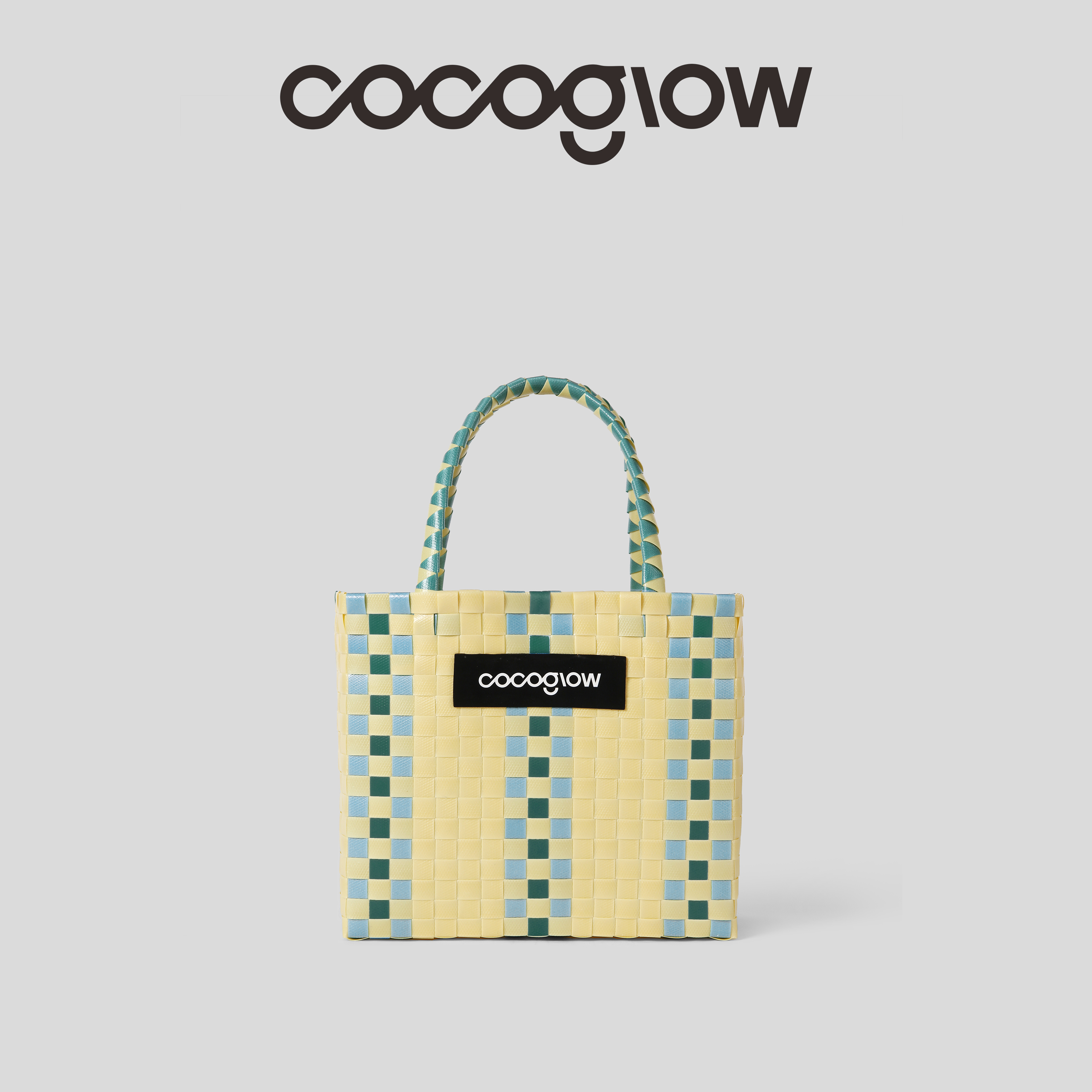 cocoglow·奶油黄系列女士手提包手工工艺编织菜篮子中号