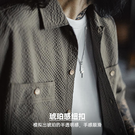 工装优选美式休闲AIRY空气感泡泡纱衬衫透气薄款衬衣外套男春夏 商品图3