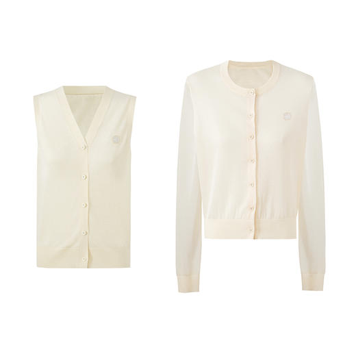 【笑脸衣橱】SELFWHO亚麻混纺圆弧领针织开衫女2025夏薄款透气纸片人毛衣外套 商品图4