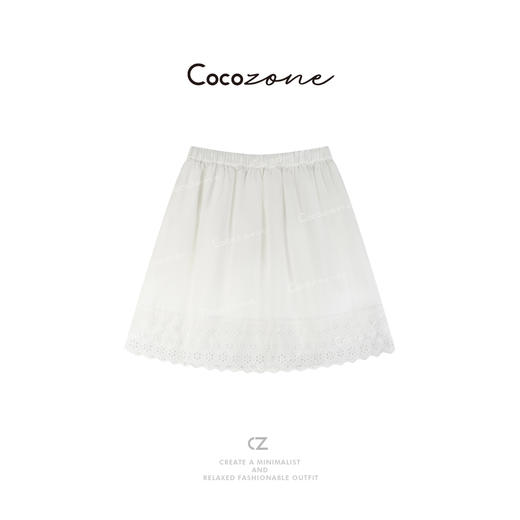 COCO ZONE 刘一一 100棉法式蕾丝镂空花边A字半身裙CD2A0112 商品图1
