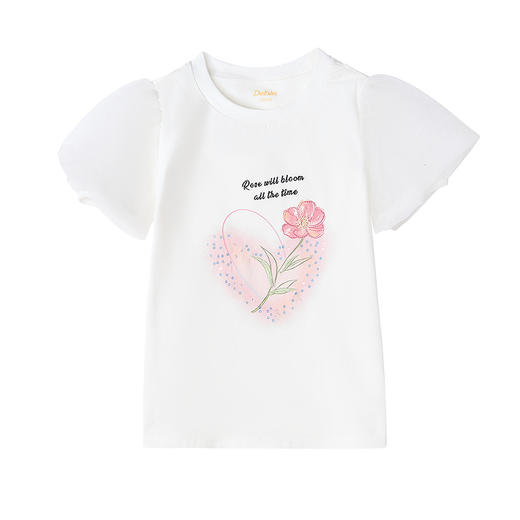 笛莎Deesha 童装女童T恤2025夏新款女童异材拼接图案T 商品图4