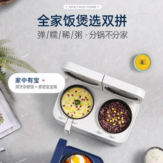 Morphy Richards摩飞多功能双拼电饭煲 MR8501 2L+2L 白色/蓝色 商品图1