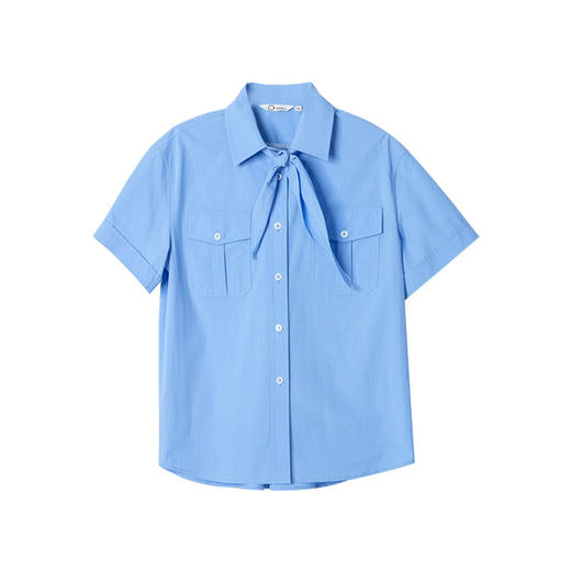 西嘉匹马棉 克莱因蓝显白王炸组合 短袖衬衫+伞裙套装女2025夏季CS2502025 商品图5