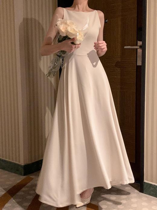 【GZ】无忧购韩国chic温柔风轻奢一字肩高级设计感无袖长款连衣裙15608（截单后7天发货) 商品图9