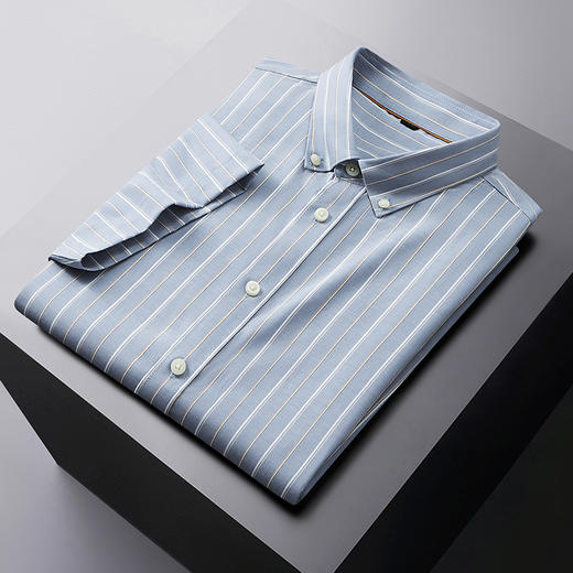 【100%棉】【DM】大依优型大码条纹短袖衬衫加肥加大半袖衬衣男夏季薄款胖子休闲宽松上衣 商品图4